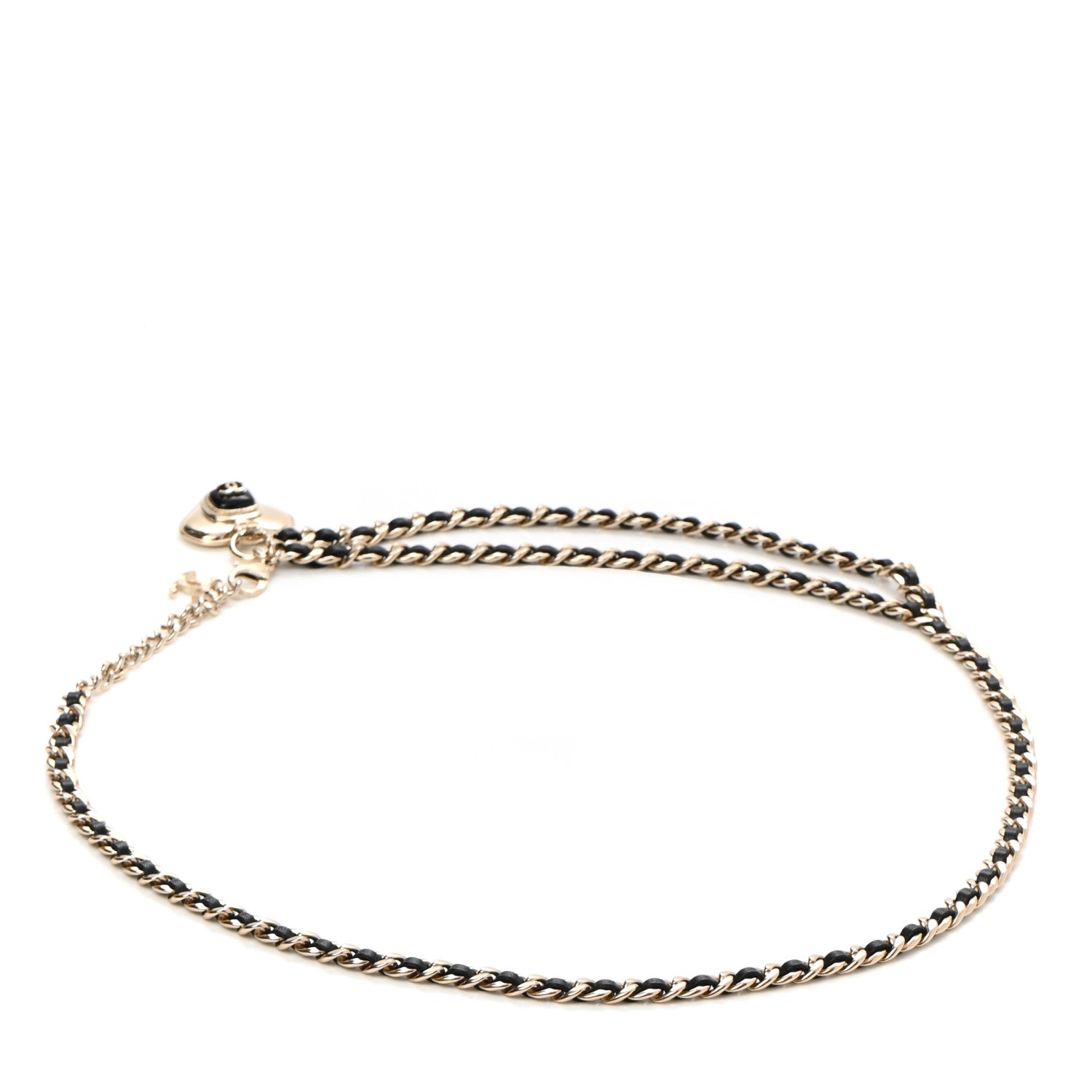 Chanel Lambskin Enamel CC Heart Chain Belt Black Gold 2 of 5