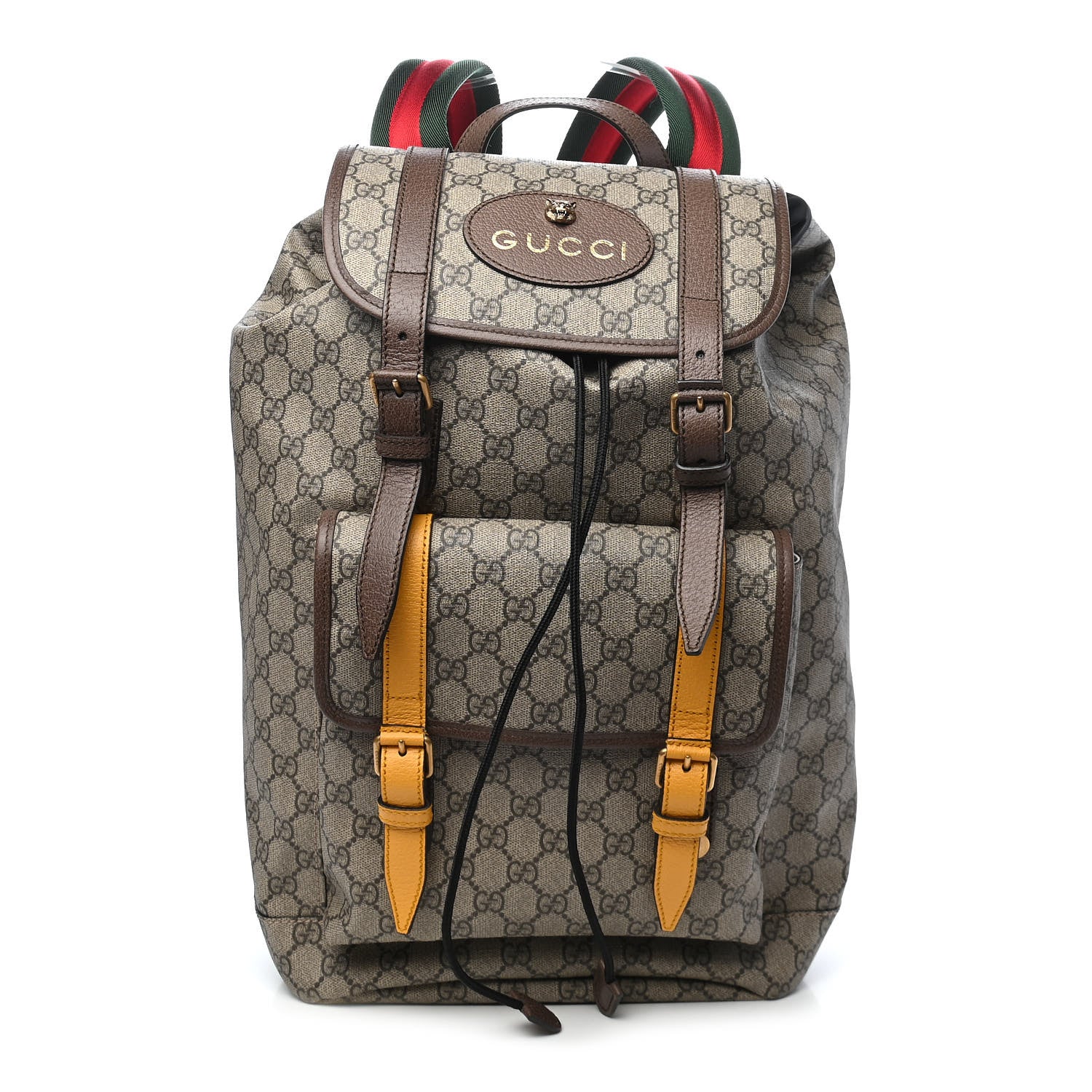 Gucci Soft GG Supreme Monogram Neo Vintage Double Buckle Backpack Beige New Acero Crop 1 of 9