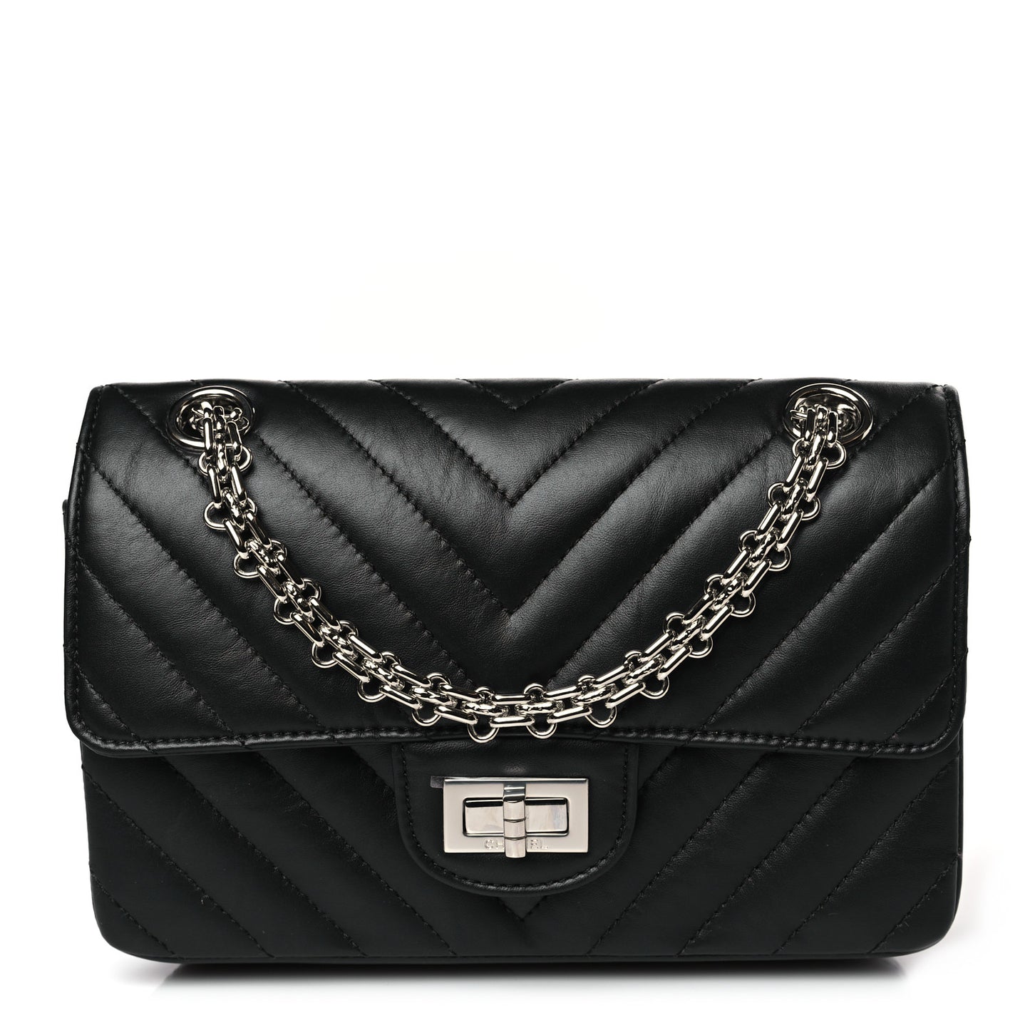 Aged Calfskin Chevron Quilted 2.55 Reissue Mini Flap Black