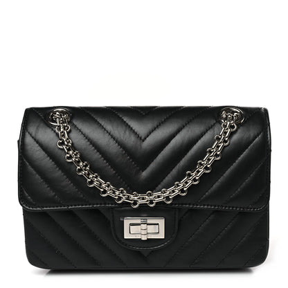 Chanel Aged Calfskin Chevron Quilted 2.55 Reissue Mini Flap Black 1 of 9