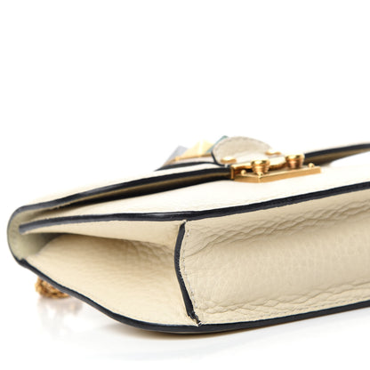 Valentino Garavani Pebbled Calfskin Rockstud Rolling Small Glam Lock Flap Ivory 6 of 13