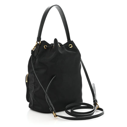 Prada Saffiano Tessuto Nylon Mini Bucket Crossbody Bag Black 3 of 12