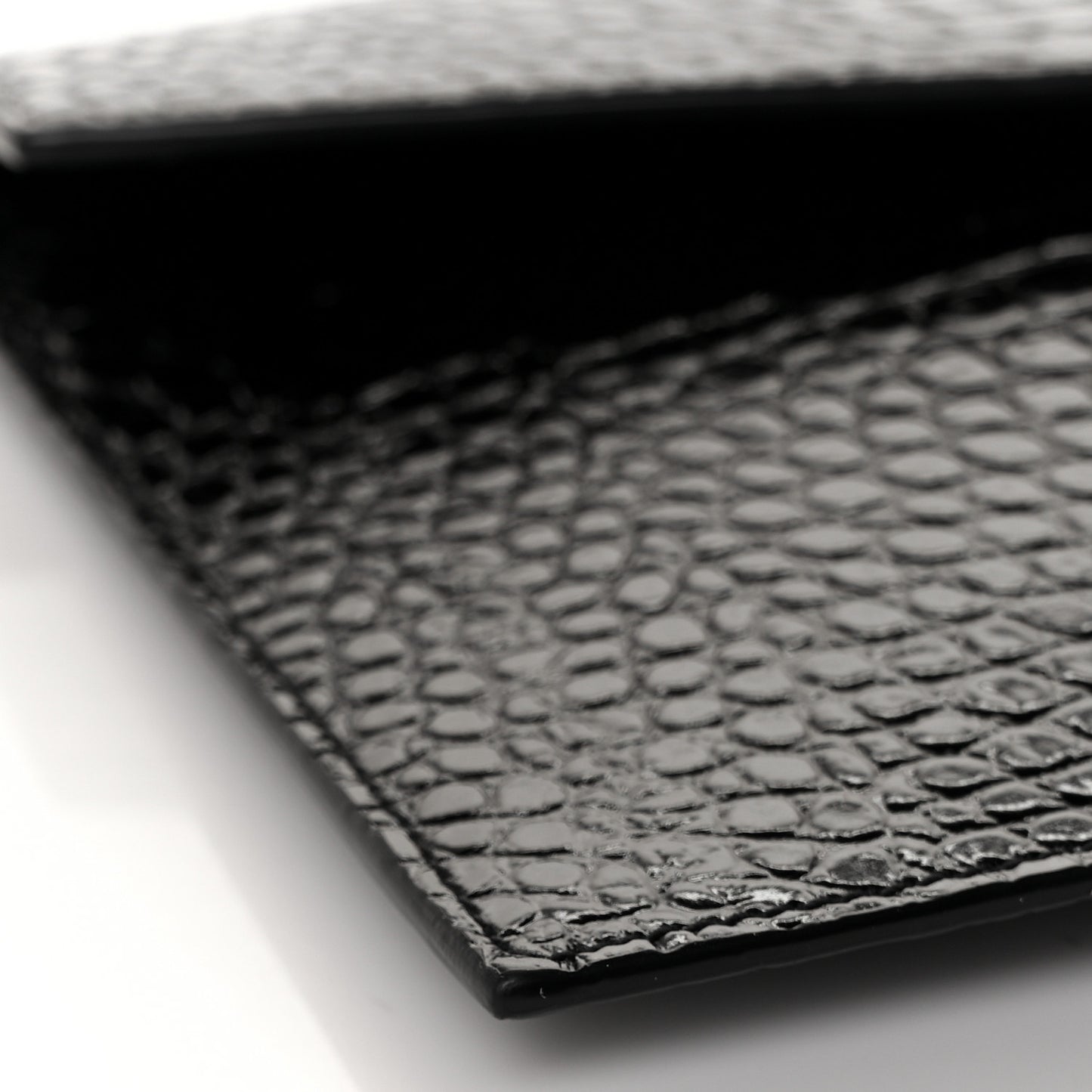 Calfskin Crocodile Embossed Uptown Monogram Pouch Black