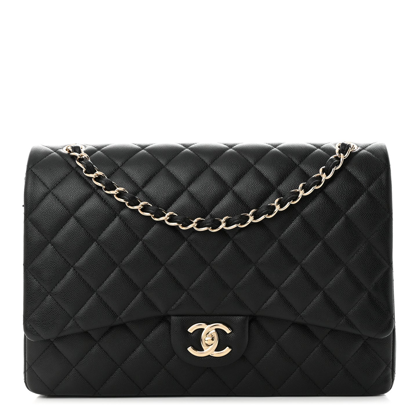Caviar Quilted Maxi Double Flap Black