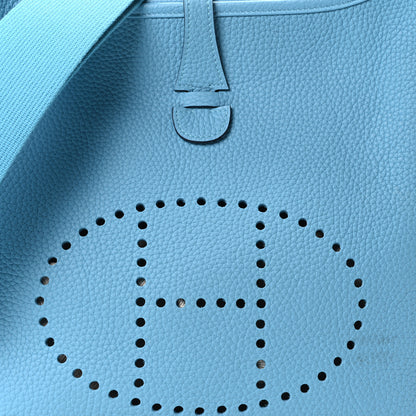 Hermes Taurillon Clemence Evelyne III PM Bleu Du Nord 8 of 10