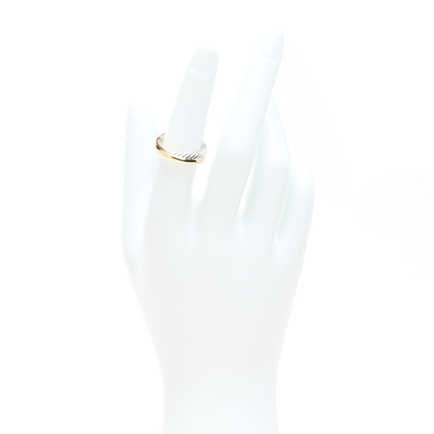 Sterling Silver 18K Yellow Gold Crossover Two Row Ring 50 5.5