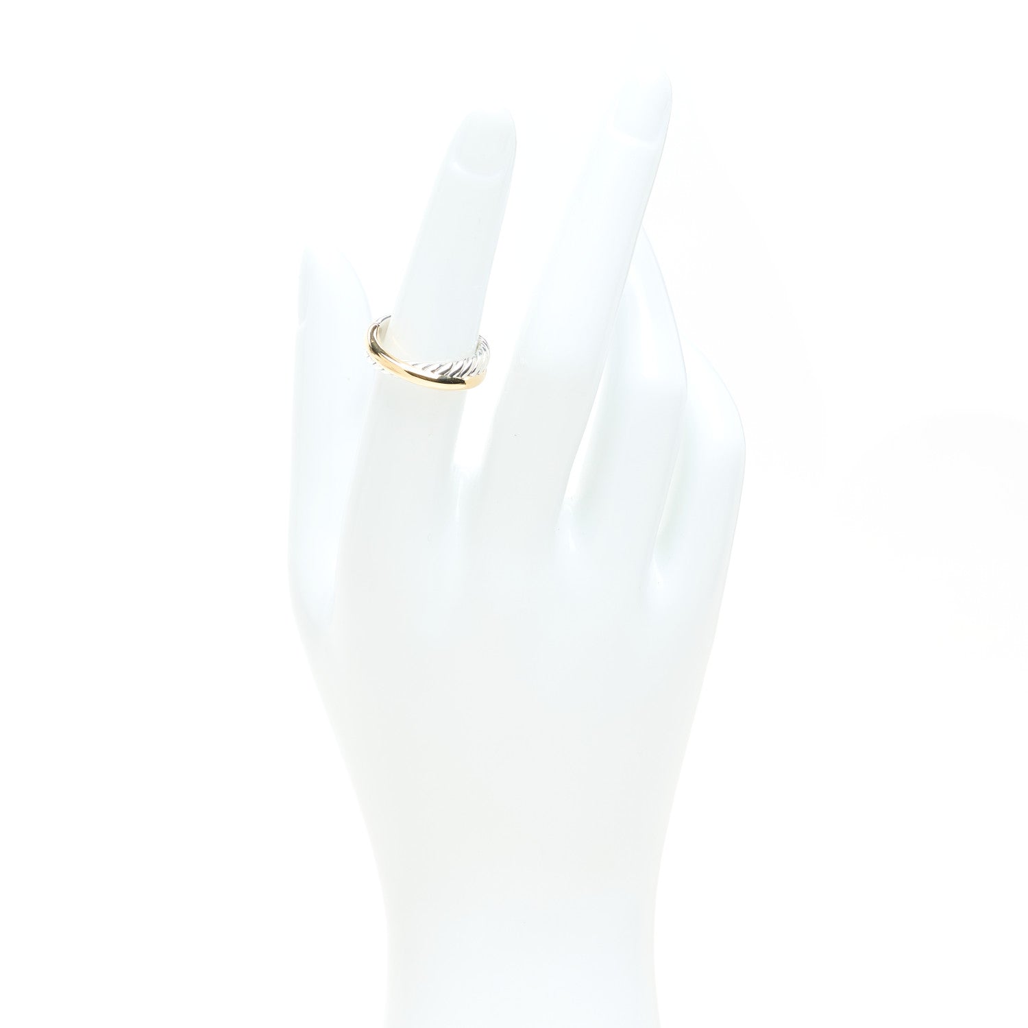 David Yurman Sterling Silver 18K Yellow Gold Crossover Two Row Ring 50 5.5 2 of 4