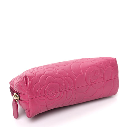Chanel Lambskin Camellia Embossed Cosmetic Case Pink 4 of 9