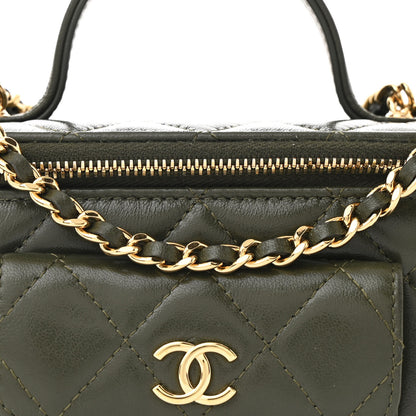 Chanel Lambskin Quilted Polly Pocket East West Top Vanity With Chain Khaki 8 of 11