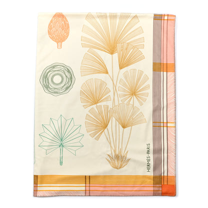 Hermes Wool Cashmere Palmarum Fortunei Blanket Rose Peche Jade 1 of 5