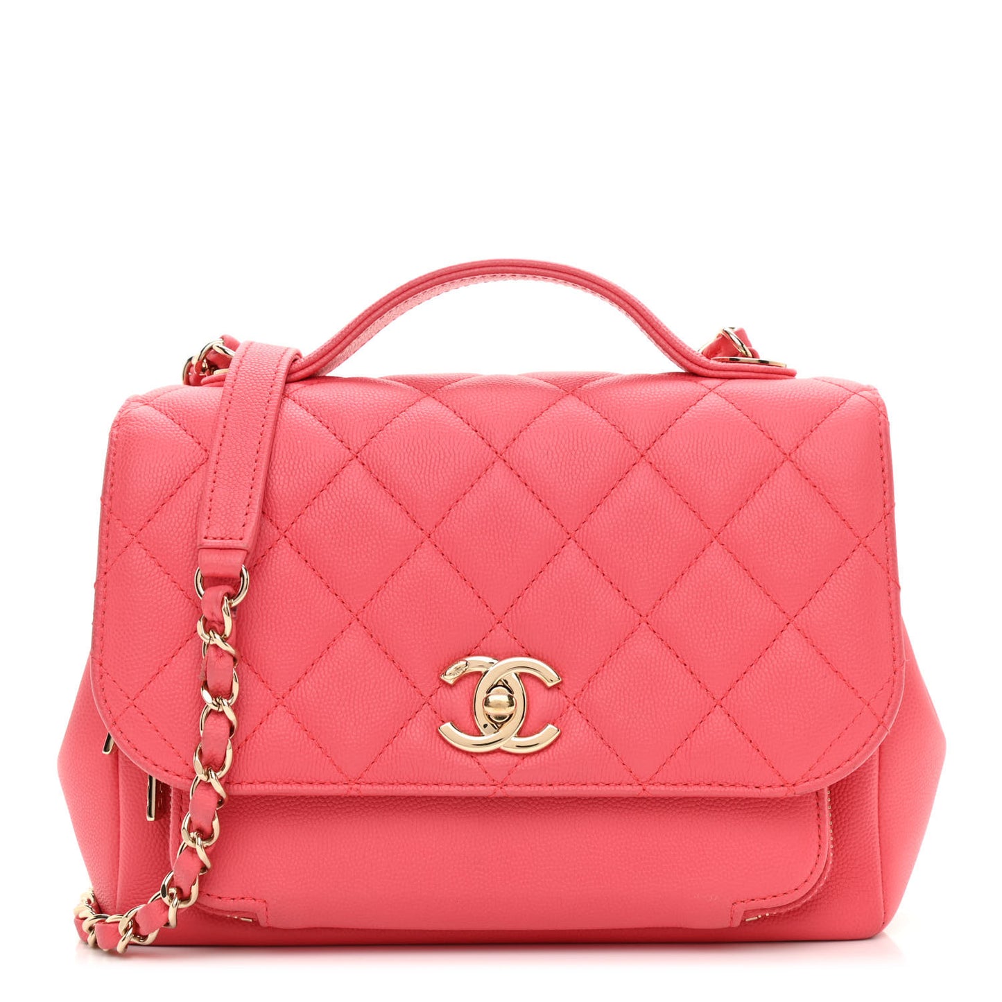 Caviar Quilted Small Business Affinity Flap Pink