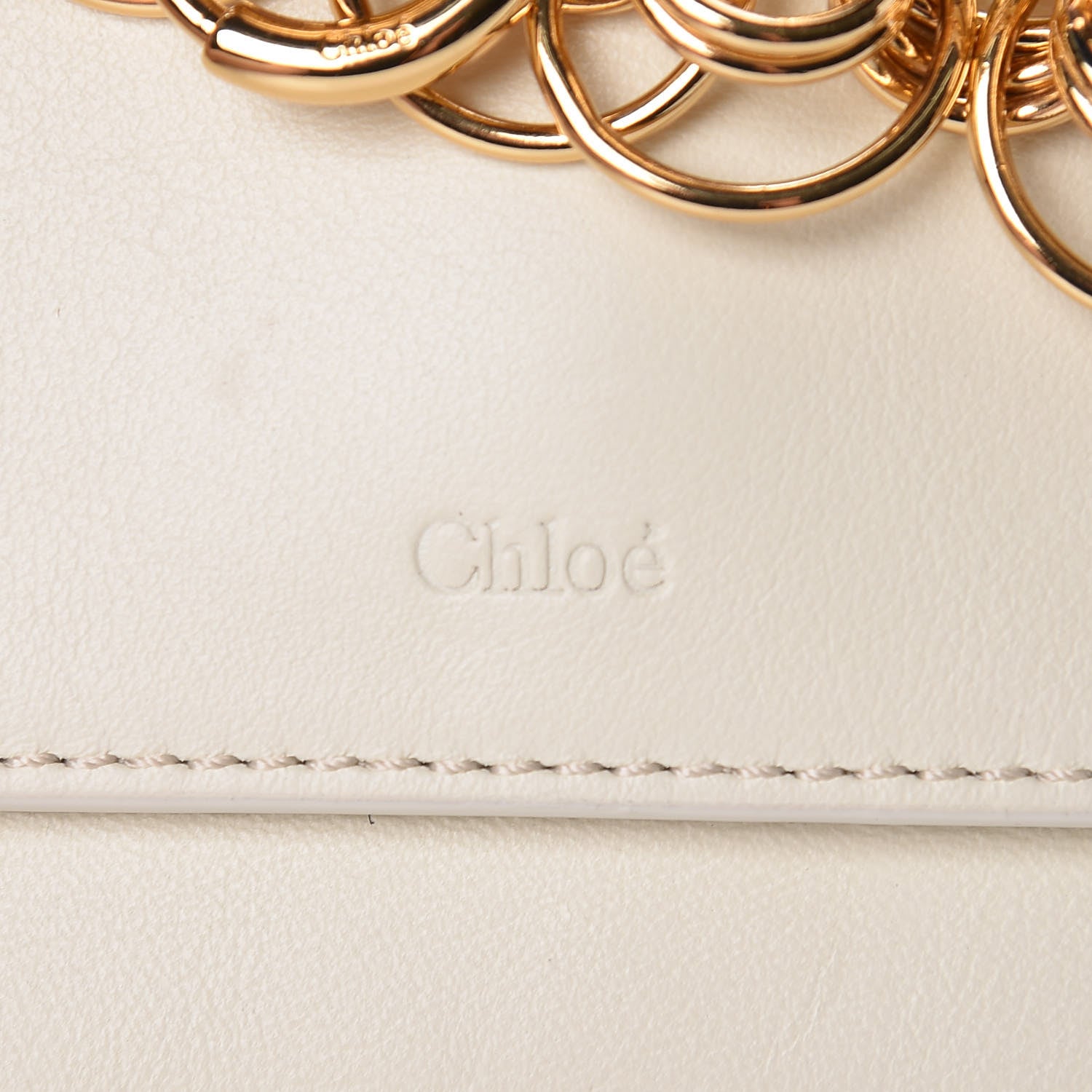 Chloe Calfskin Drew Bijou Clutch Natural White 7 of 9