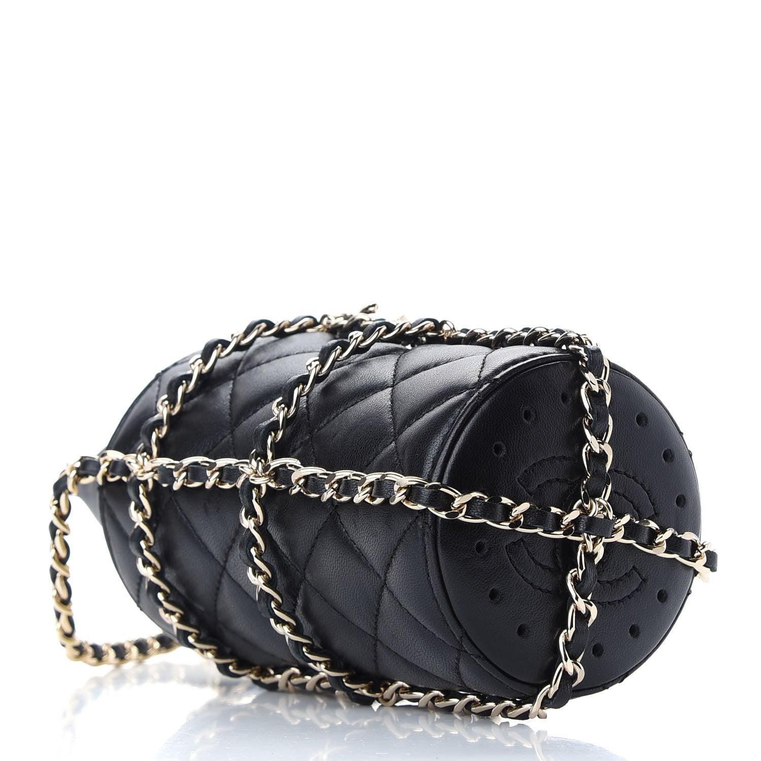 Chanel Lambskin Quilted CC To Drink Water Bottle Black Gold 4 of 8