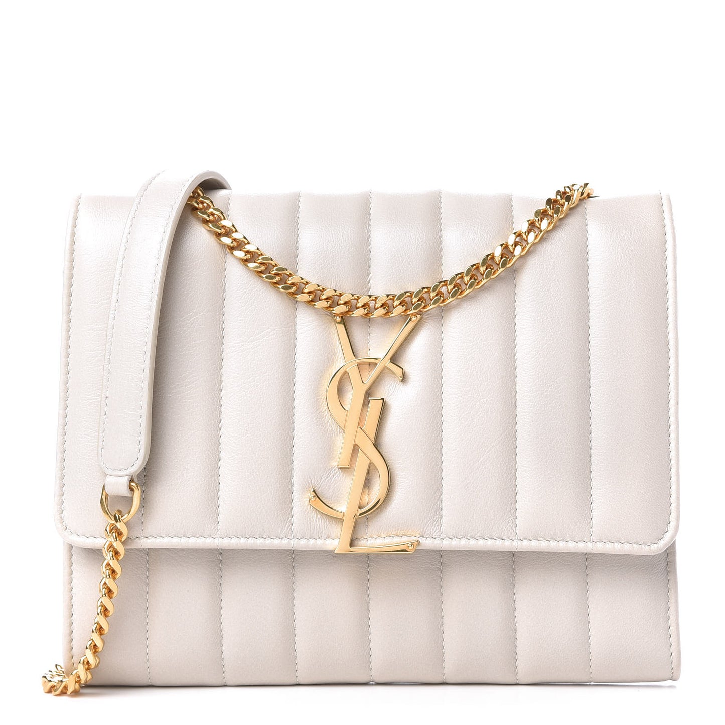 Lambskin Matelasse Monogram Large Vicky Chain Bag White