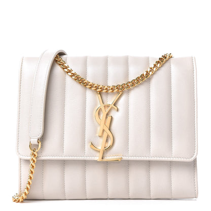Saint Laurent Lambskin Matelasse Monogram Large Vicky Chain Bag White 1 of 10