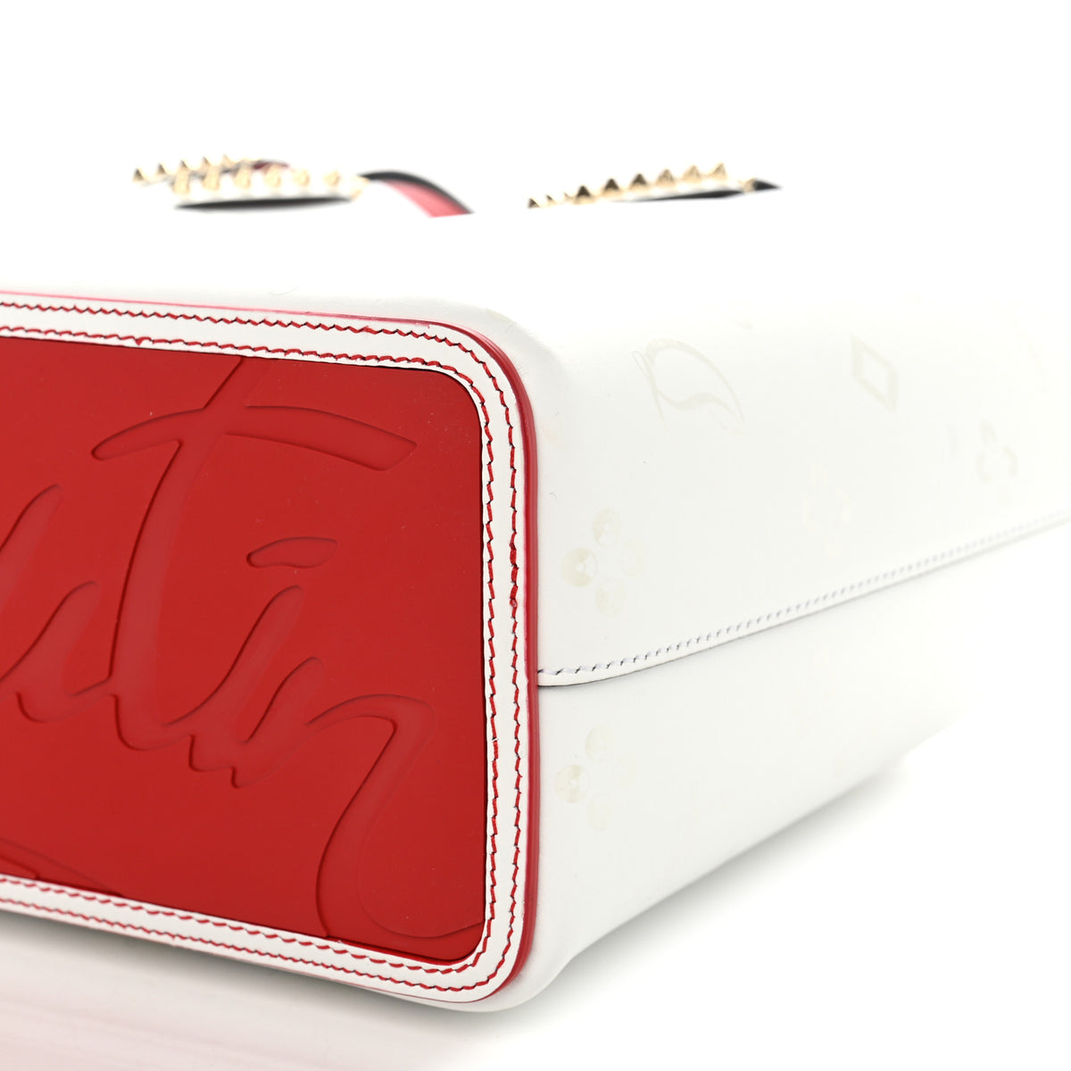 Christian Louboutin Calfskin Loubinthesky Perforated Cabata Tote White 11 of 12