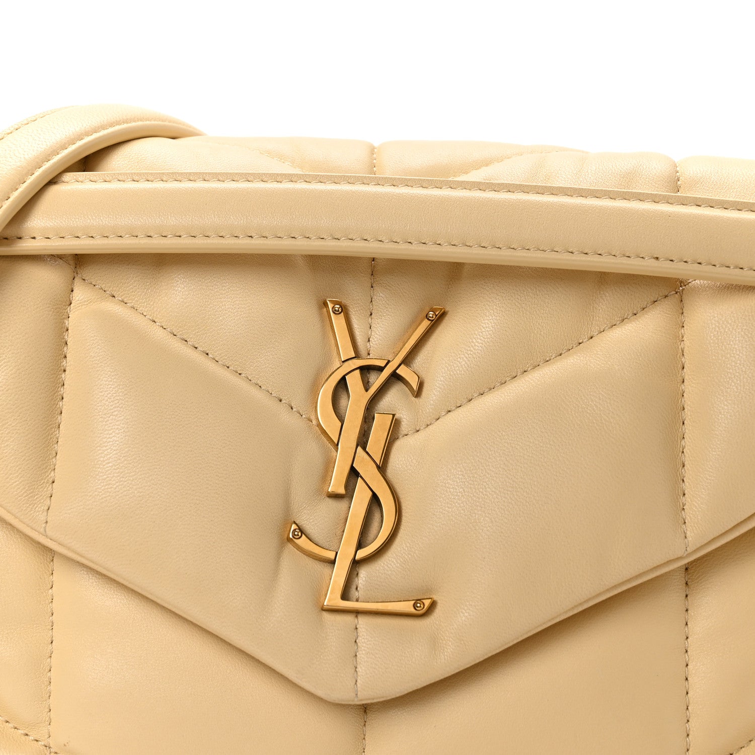 Saint Laurent Lambskin Quilted Small Loulou Puffer Monogram Chain Satchel Jaune Pale 8 of 10