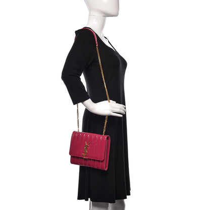 Saint Laurent Patent Calfskin Matelasse Monogram Vicky Chain Wallet Neon Bubblegum 2 of 10