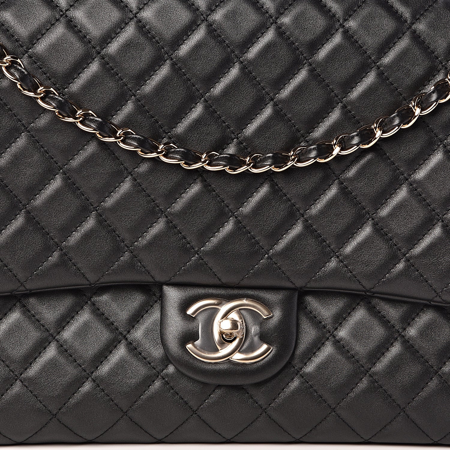Chanel Metallized Calfskin Quilted XXL Travel Flap Bag Black 8 of 11