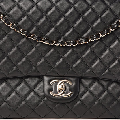 Chanel Metallized Calfskin Quilted XXL Travel Flap Bag Black 8 of 11