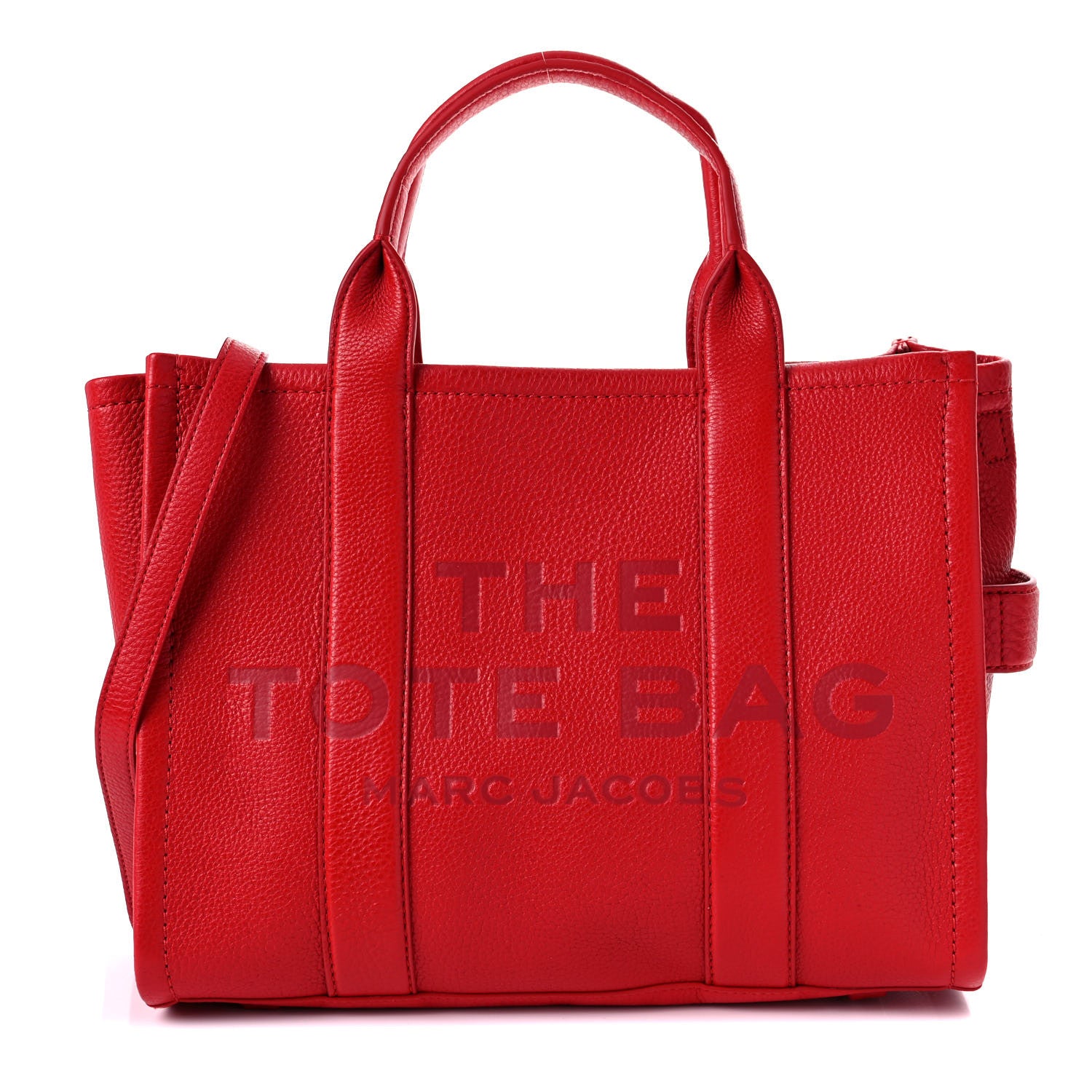 Marc Jacobs Grained Calfskin Medium The Tote Bag Red 1 of 9