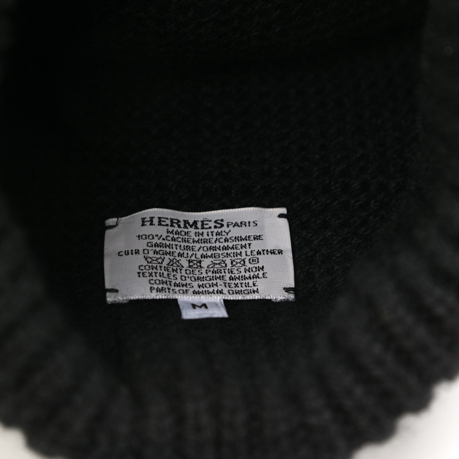 Hermes Cashmere Beanie Hat M Black 5 of 6