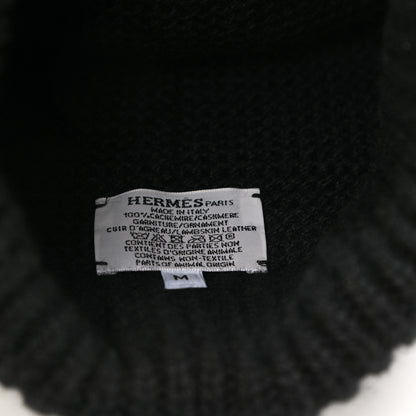 Hermes Cashmere Beanie Hat M Black 5 of 6