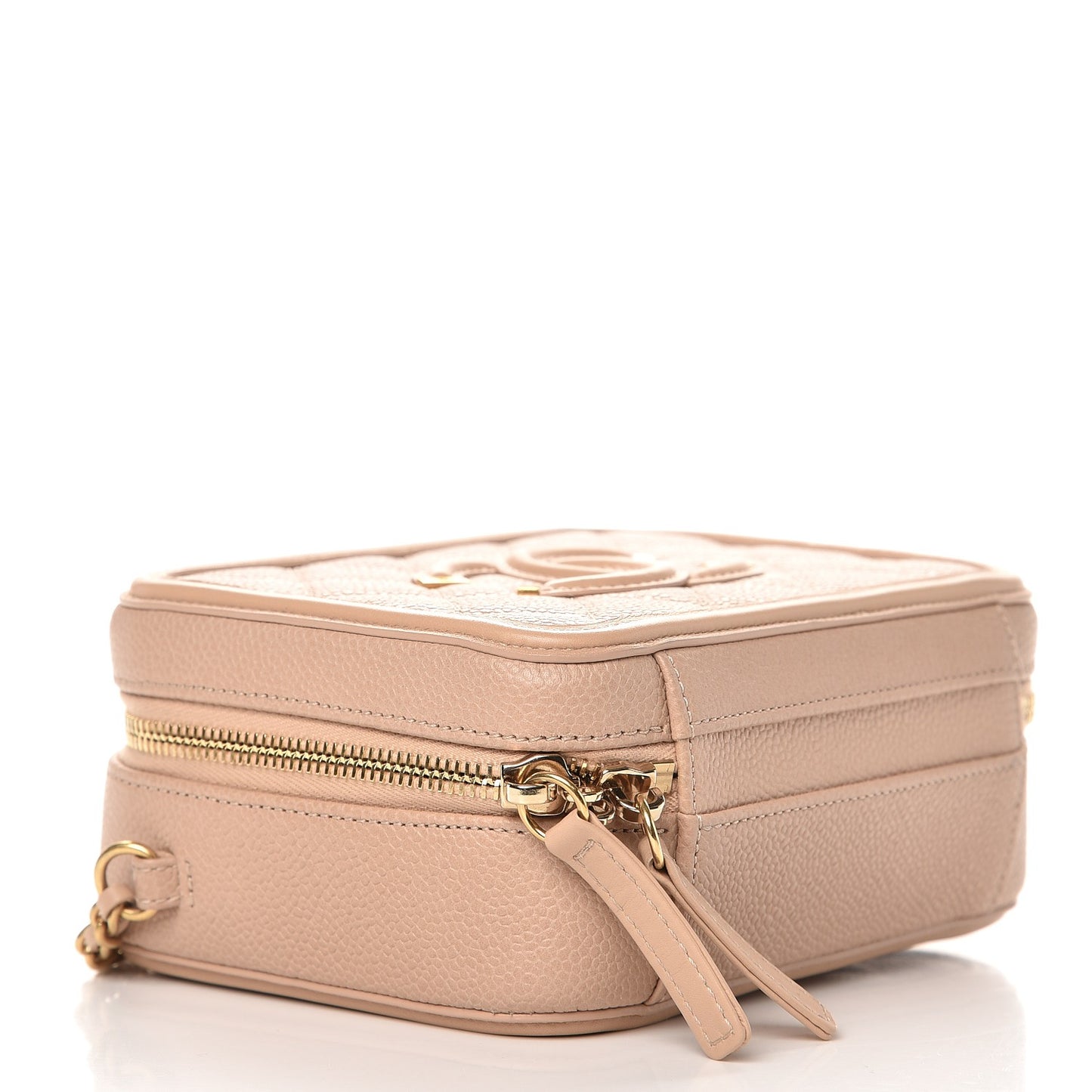 Caviar Quilted Small CC Filigree Vanity Case Beige