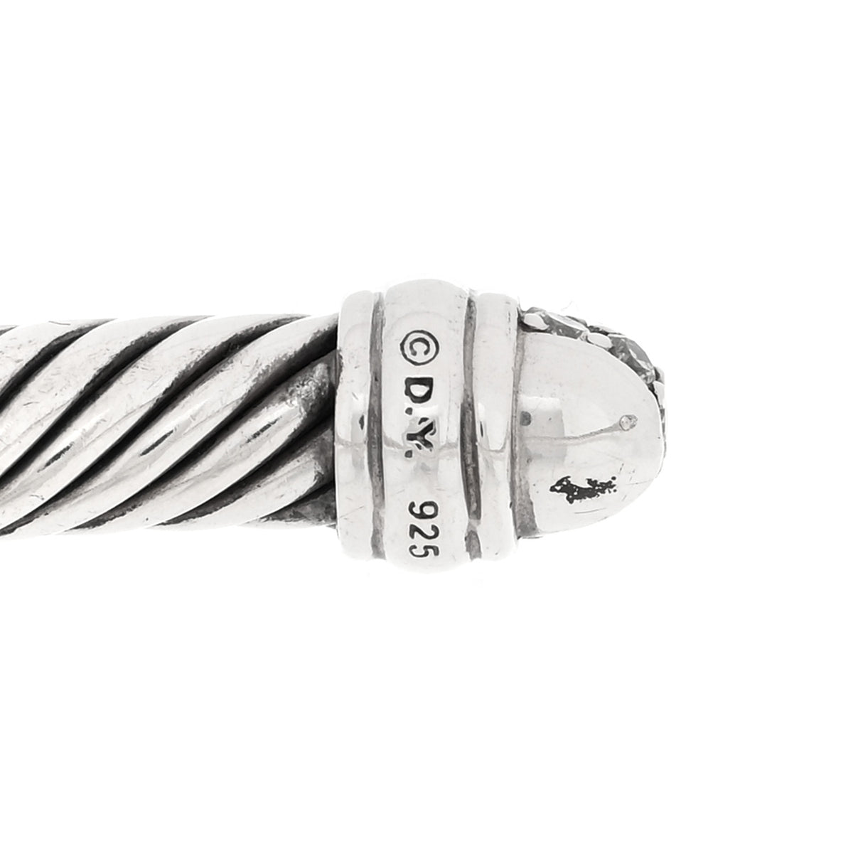 Sterling Silver Pave Diamond 5mm Cable Classics Bracelet
