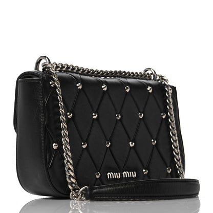 Miu Miu Pattina Nappa Crystal Studded Flap Bag Black 3 of 11