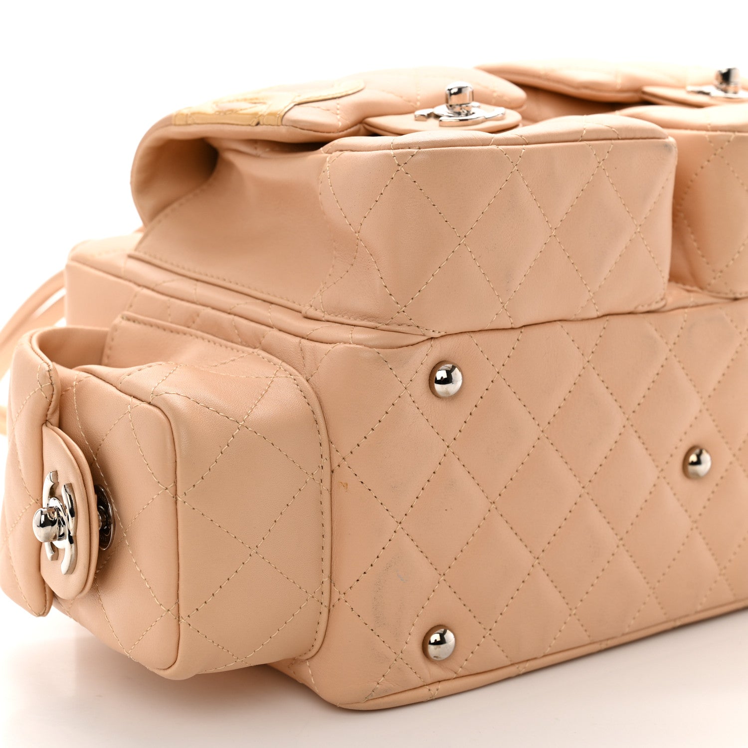 Chanel Calfskin Quilted Small Cambon Multipocket Reporter Beige 9 of 11
