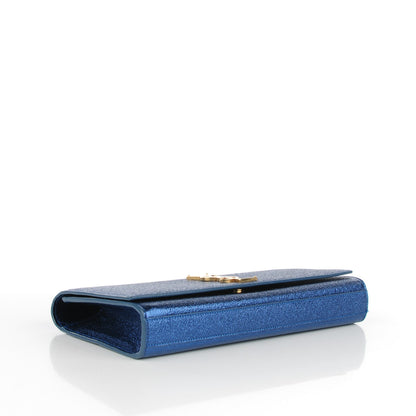 Saint Laurent Textured Patent Calfskin Classic Monogram Clutch Royal Blue 4 of 7