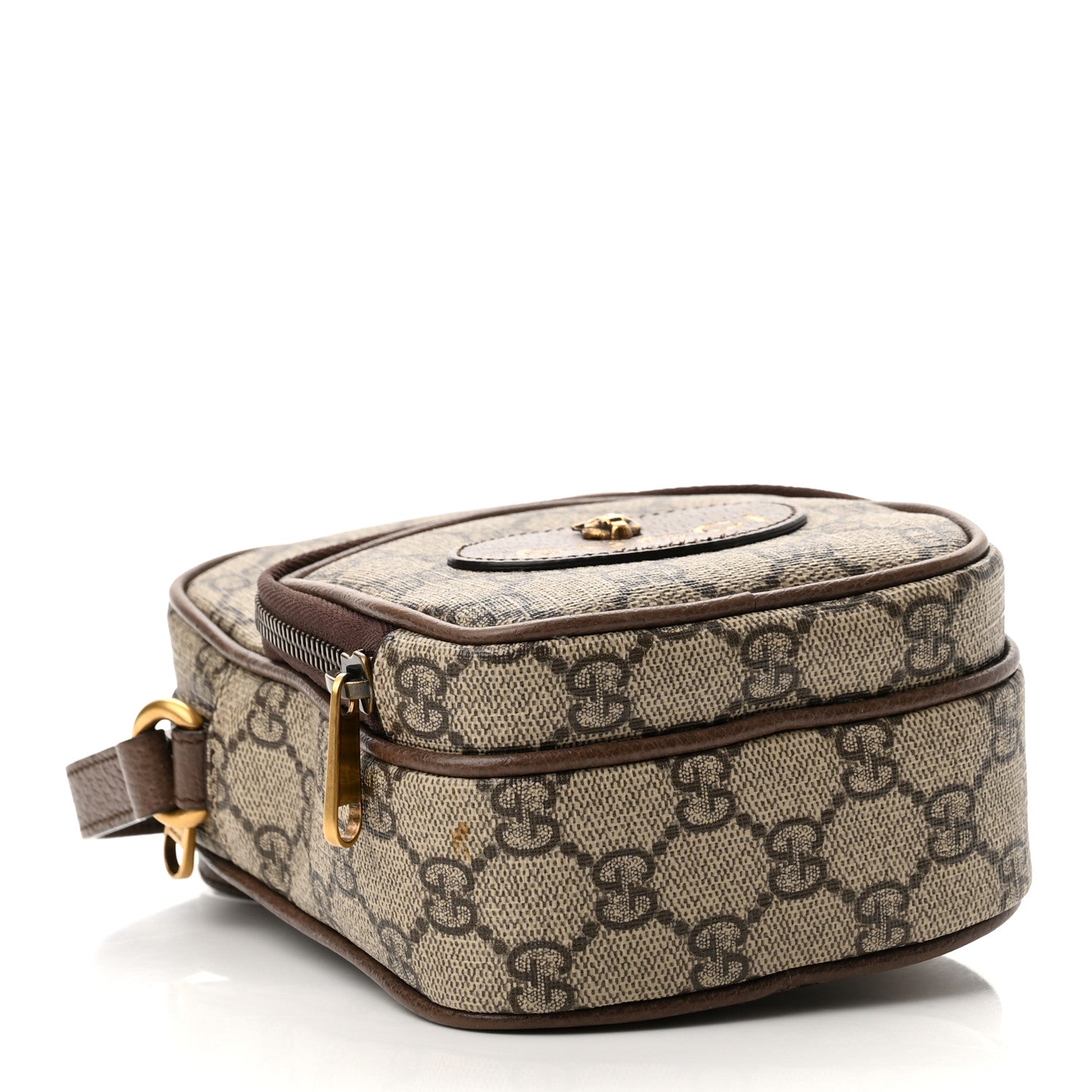 Gucci GG Supreme Monogram Mini Neo Vintage Double Zip Messenger Bag Beige New Acero Crop 4 of 11