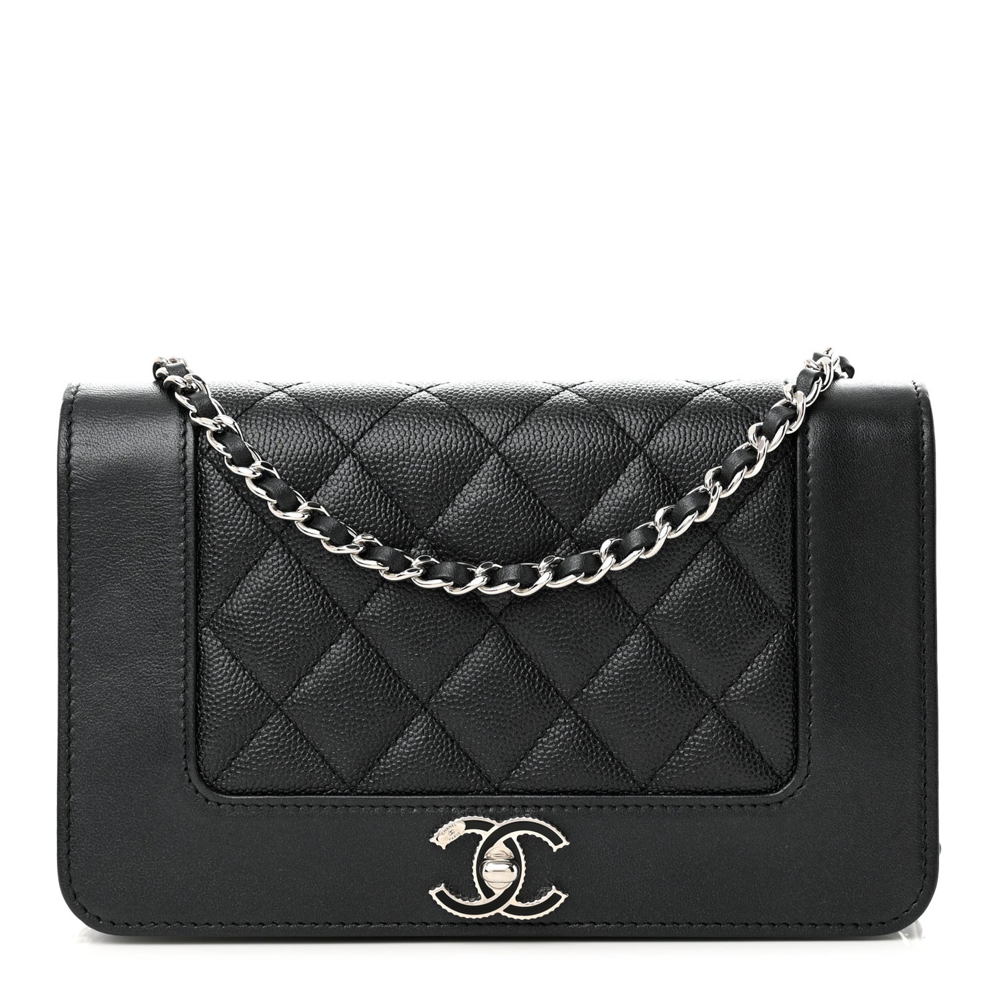 Caviar Quilted Vintage Mademoiselle Wallet On Chain WOC Black