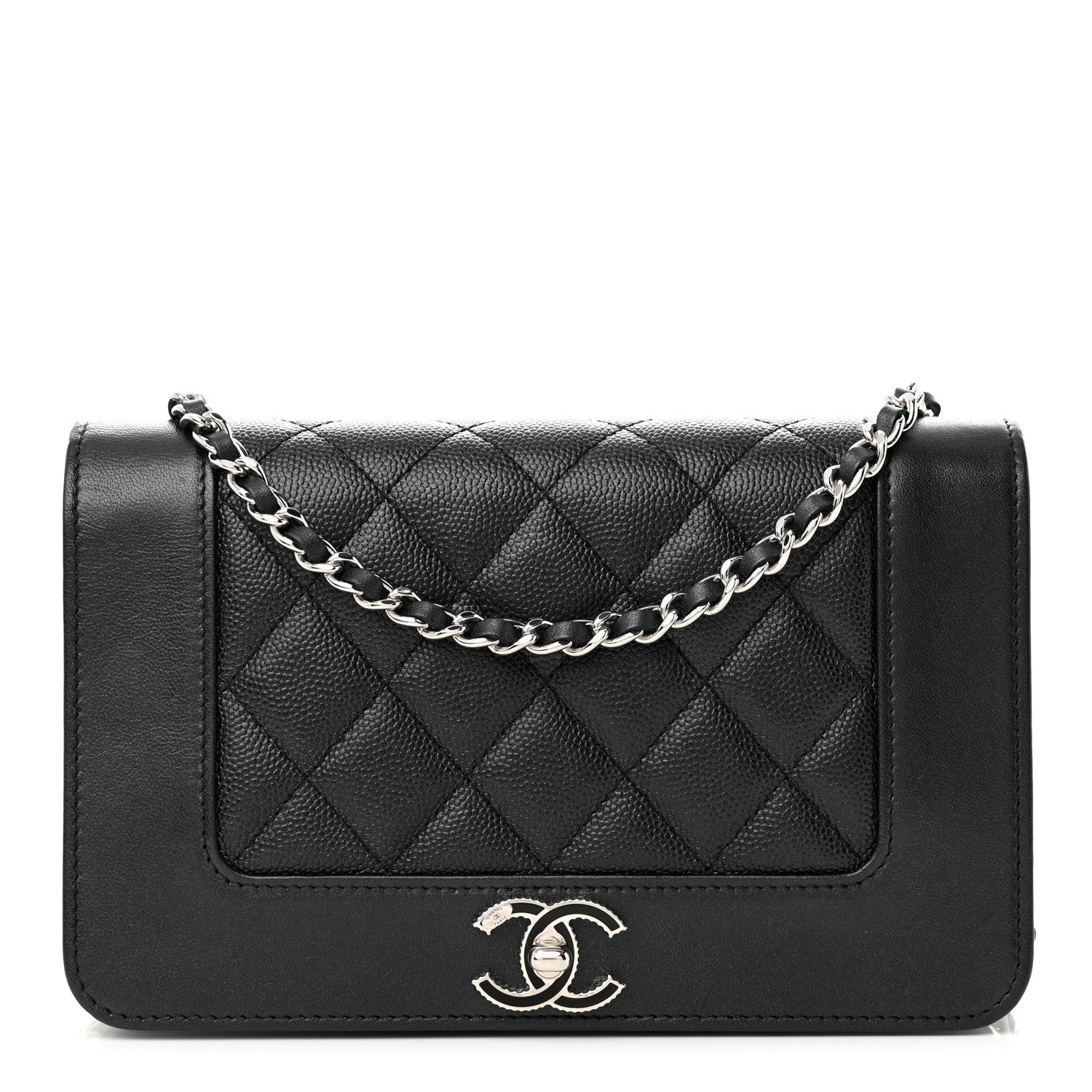 Chanel Caviar Quilted Vintage Mademoiselle Wallet On Chain WOC Black 1 of 14