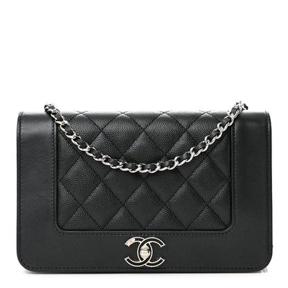 Chanel Caviar Quilted Vintage Mademoiselle Wallet On Chain WOC Black 1 of 14
