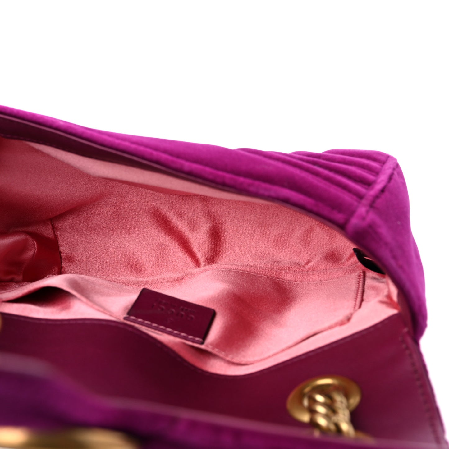 Velvet Matelasse Mini GG Marmont Shoulder Bag Fuchsia Violet Cyclamen
