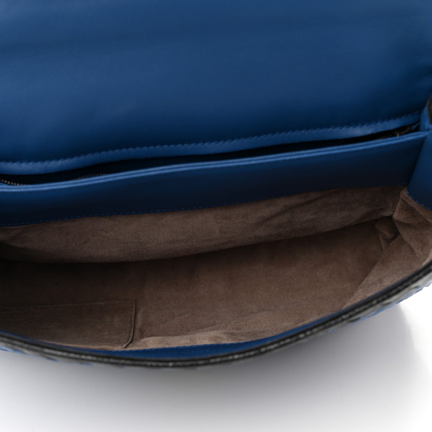 Nappa Intrecciato Glass Flap Bag Blue Black