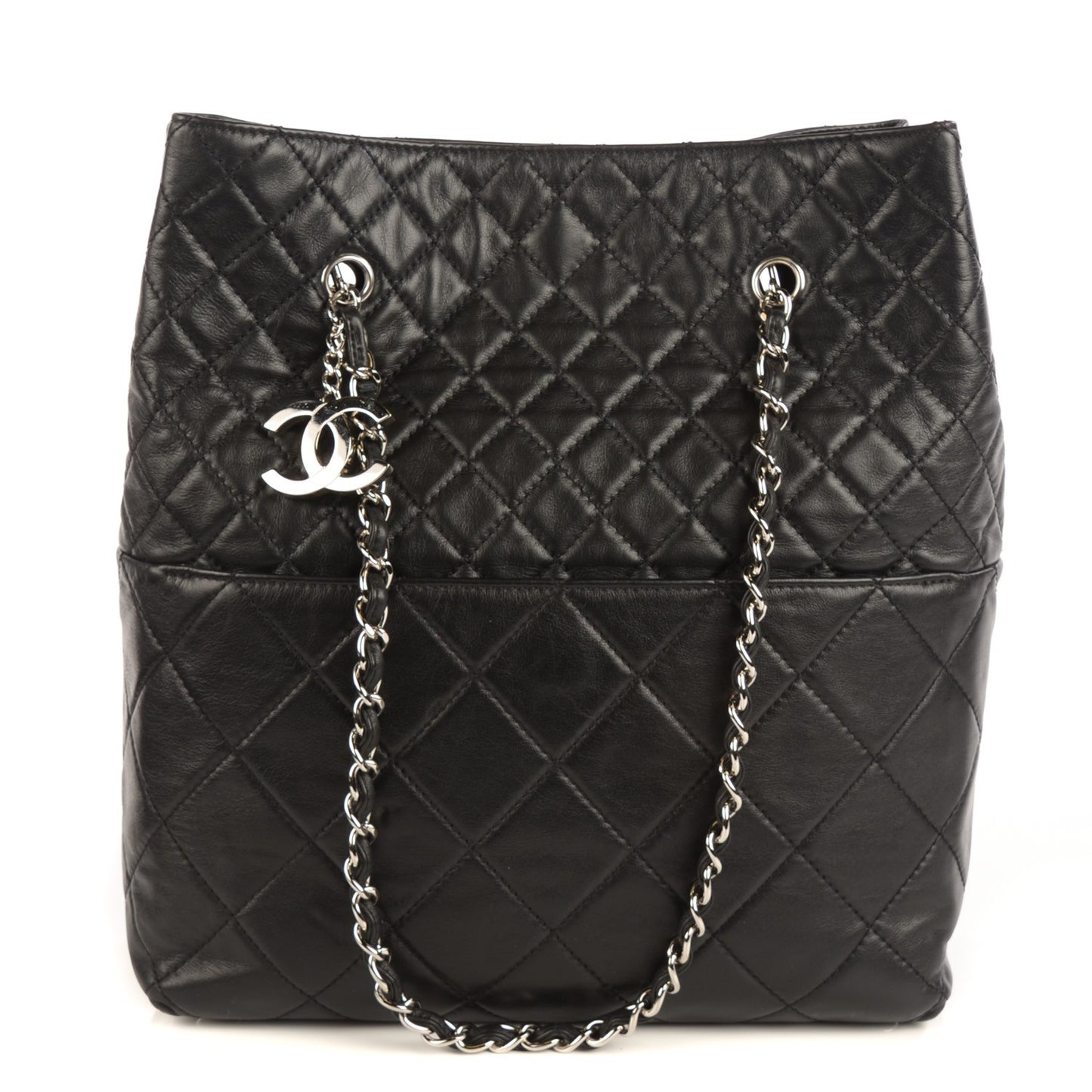 Calfskin Quilted In the Business North South Tote Black