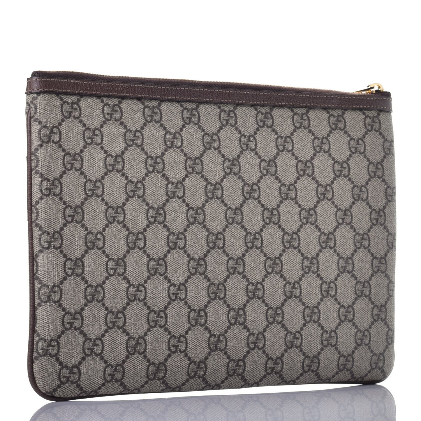 GG Supreme Monogram Large Ophidia Pouch Clutch Brown