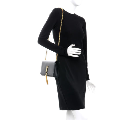 Saint Laurent Smooth Calfskin Medium Classic Monogram Kate Tassel Satchel Black 2 of 9