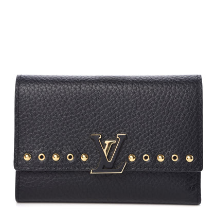 Louis Vuitton Taurillon Capucines Studded Compact Wallet Black 1 of 8