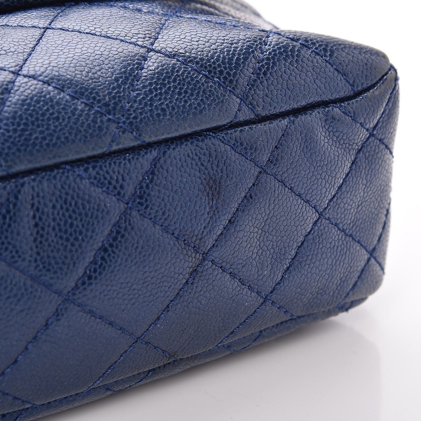Iridescent Caviar Quilted Large Chic Flap Blue