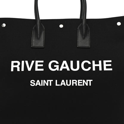 Saint Laurent Linen Calfskin Rive Gauche Tote Black 8 of 12