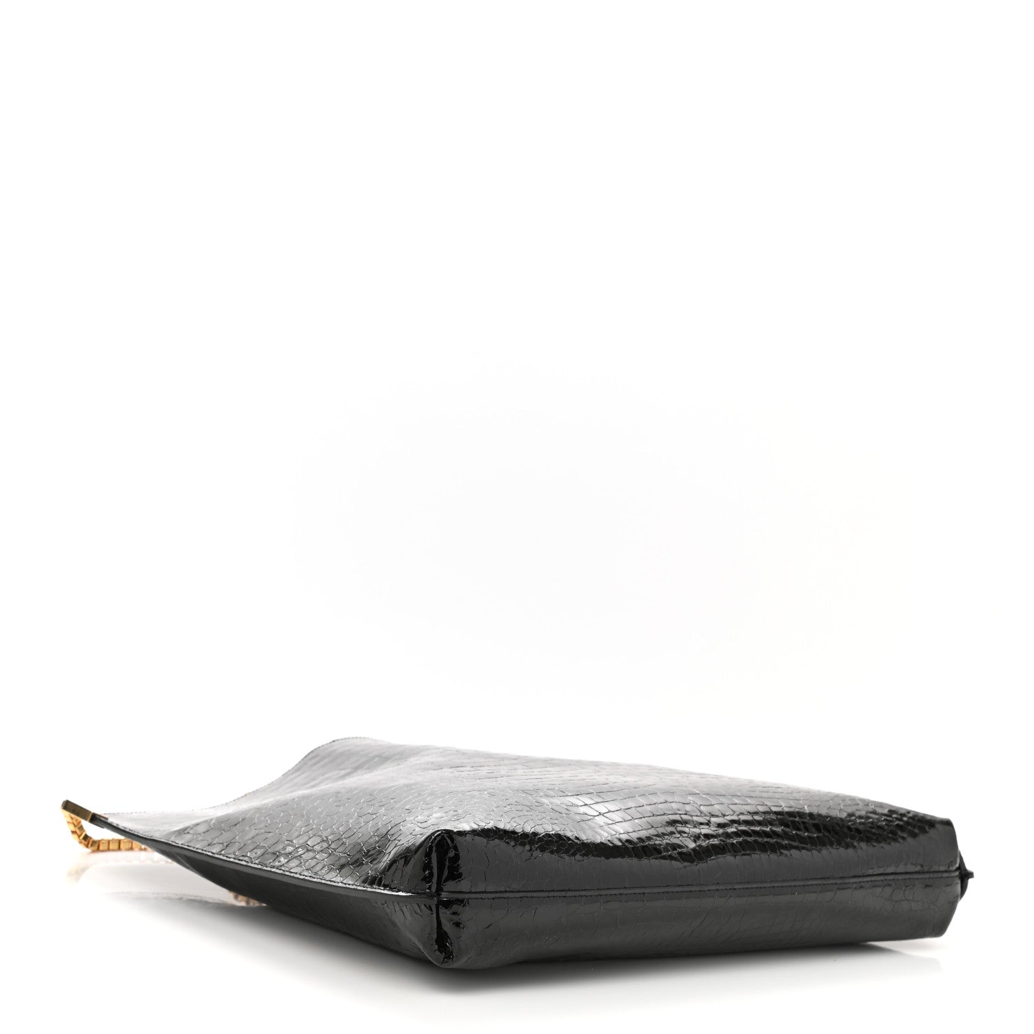 Saint Laurent Calfskin Crocodile Embossed Medium Suzanne Hobo Black 2 of 8