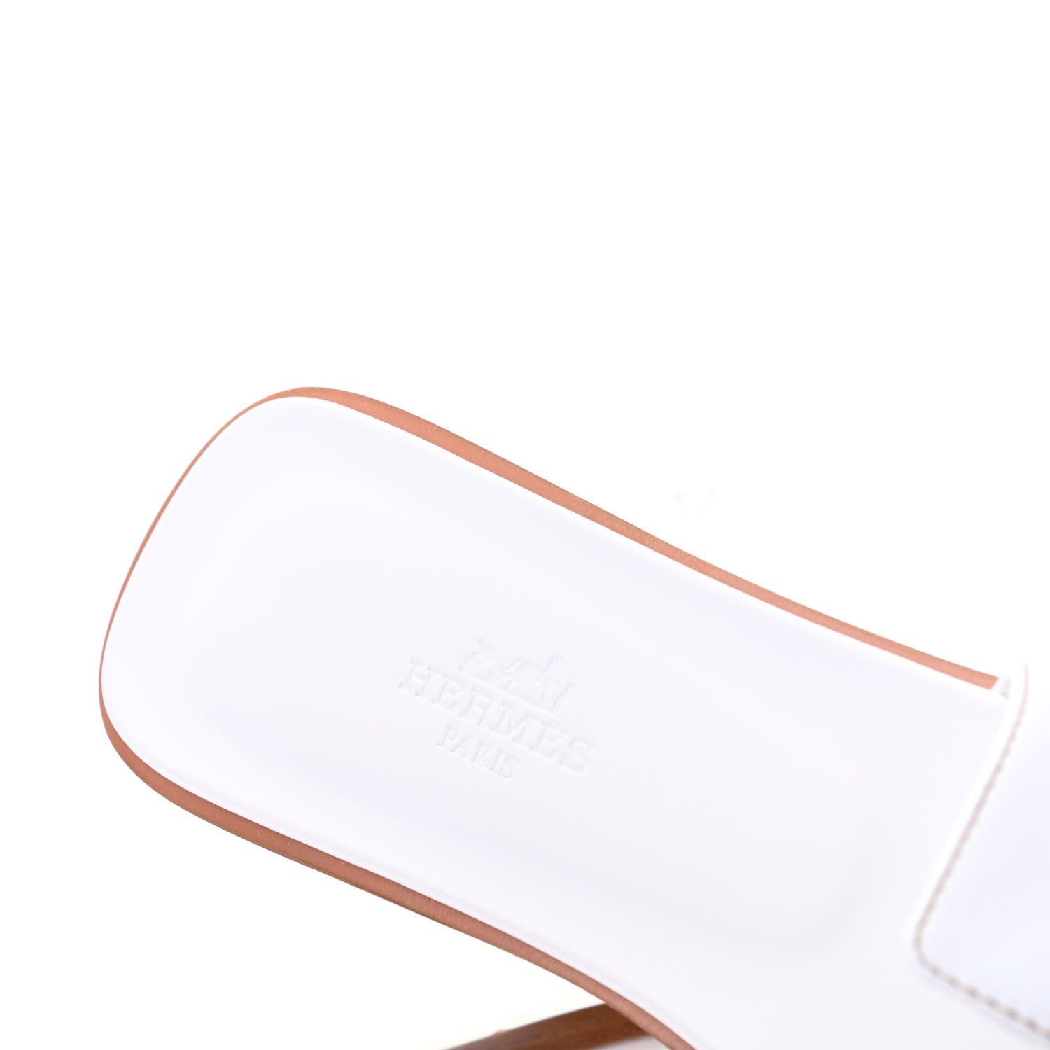 Hermes Box Calfskin Oran Sandals 37 White 7 of 8
