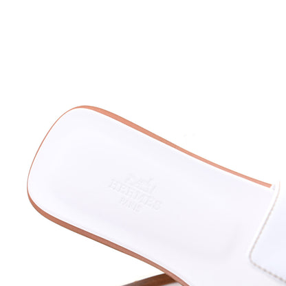 Hermes Box Calfskin Oran Sandals 37 White 7 of 8