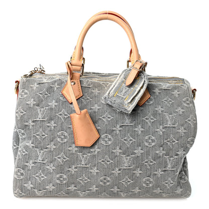 Louis Vuitton Monogram Denim Speedy Soft 30 Washed Gray 1 of 10