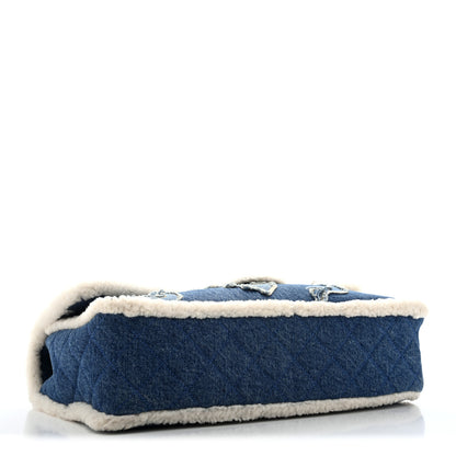 Chanel Denim Shearling Hieroglyph Flap Blue 6 of 13