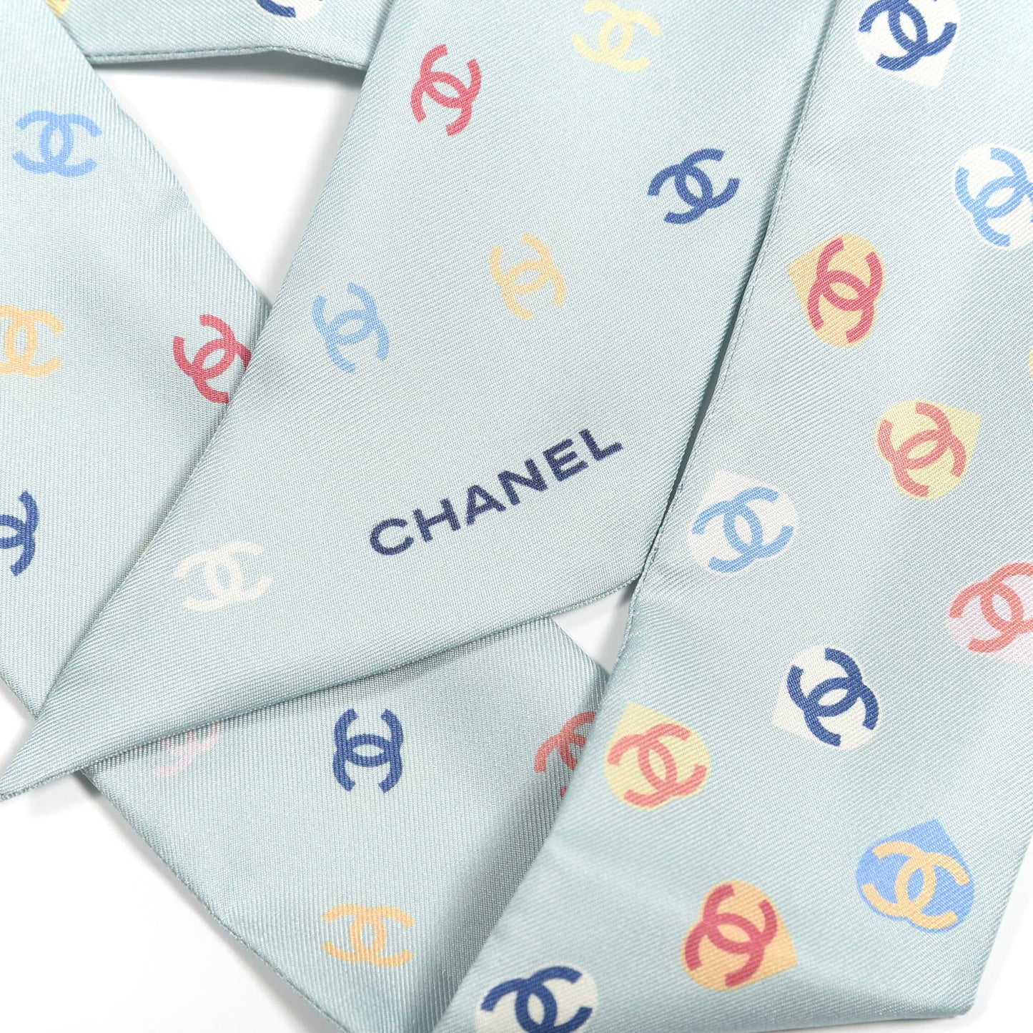 Silk Heart CC Slim Bandeau Scarf Light Blue